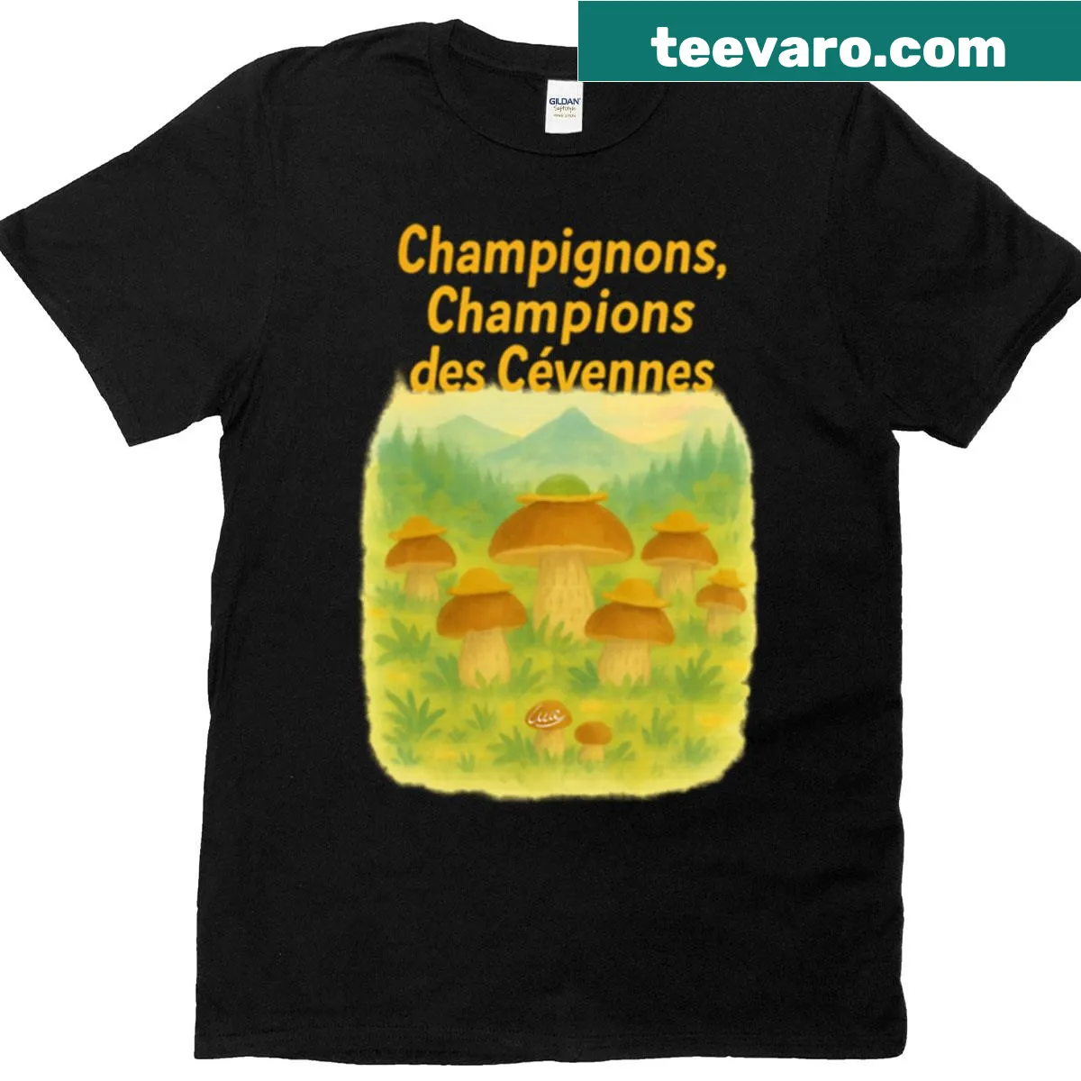 Oversized T-shirt with mushroom graphic — on a men's t-shirt