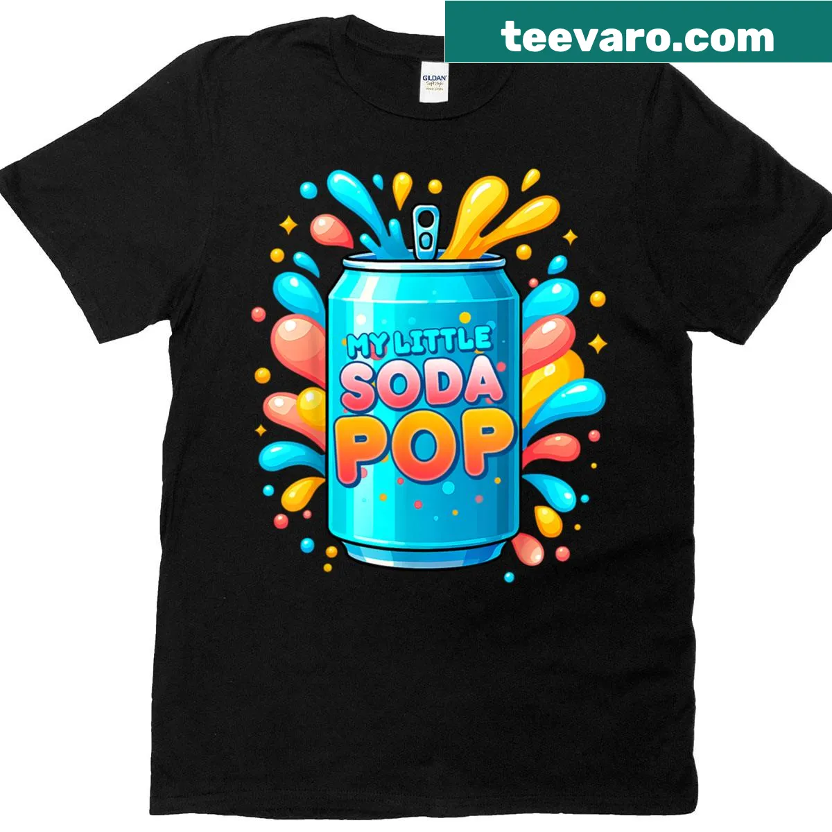 Playful shirt for kids featuring soda pop and K-pop themes. — on a men's t-shirt