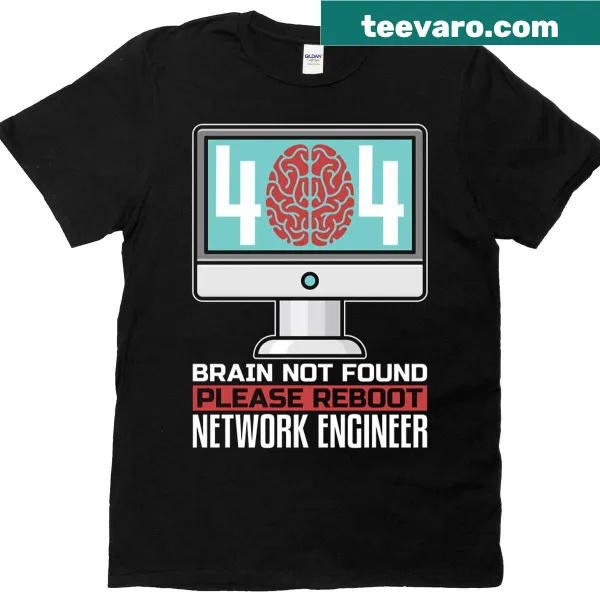T-shirt with the phrase '404 Brain Not Found' for programmers