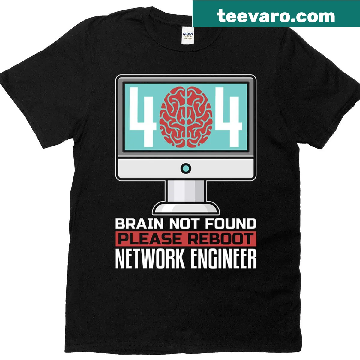 T-shirt with the phrase '404 Brain Not Found' for programmers — on a men's t-shirt
