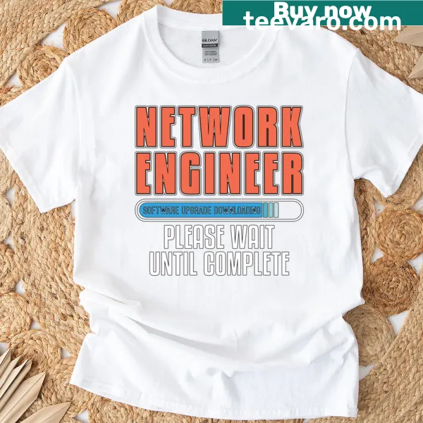 Networking engineer themed T-shirt with software upgrade graphic