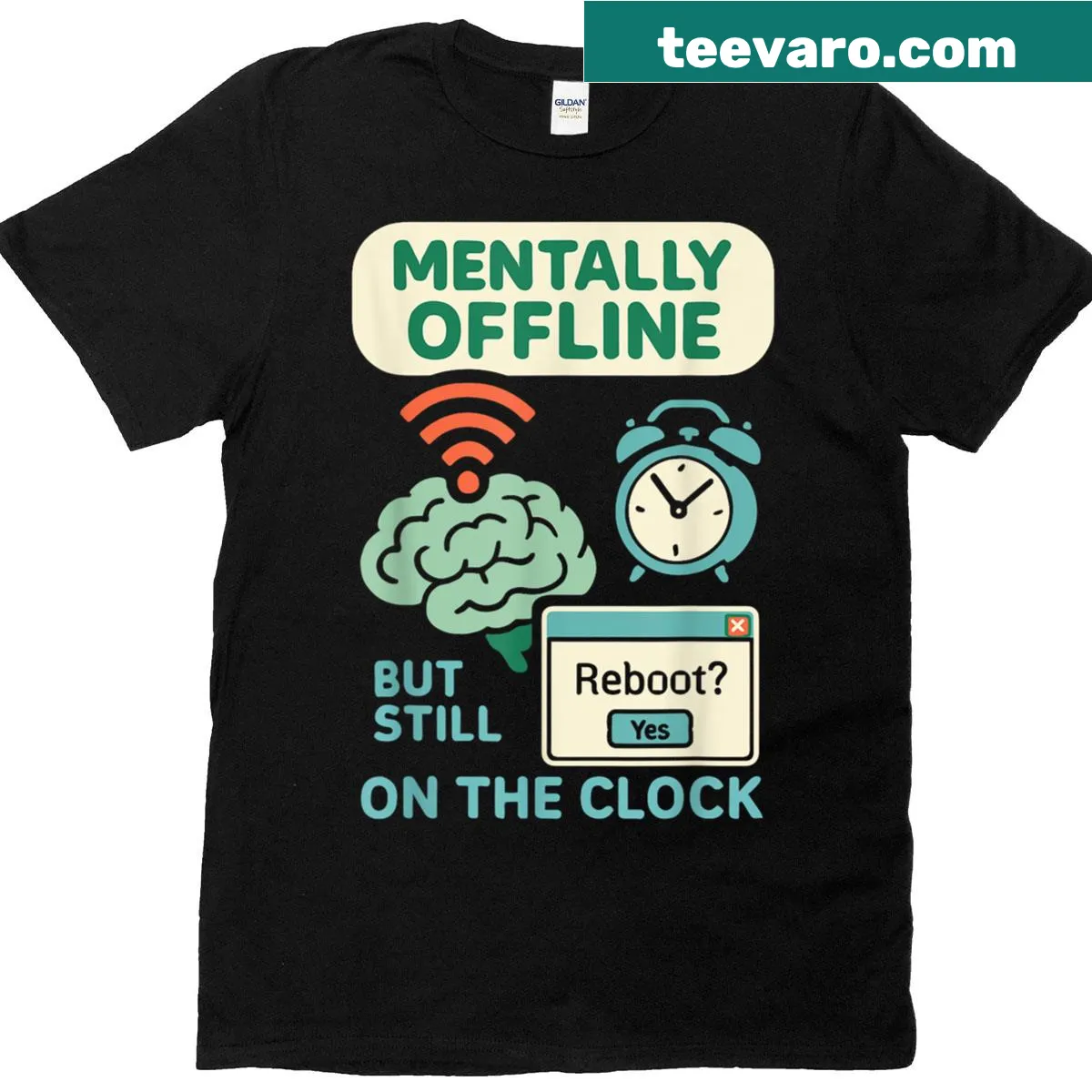 Funny t-shirt featuring neurodivergent humor about ADHD — on a men's t-shirt