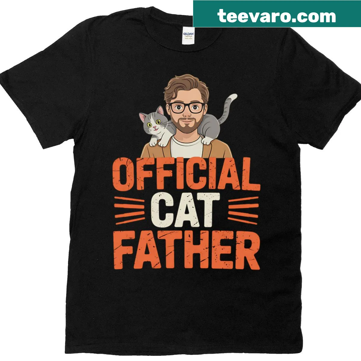 Oversized t-shirt for cat dads with playful graphic — on a men's t-shirt