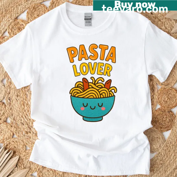 Typography T-shirt with a fun pasta-loving message
