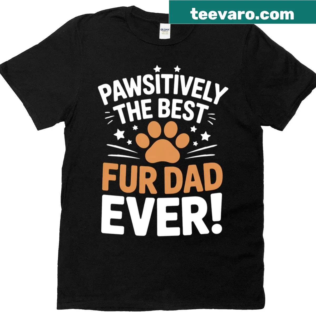 T-shirt with 'Pawsitively The Best Fur Dad Ever' text celebrating pet owners — on a men's t-shirt
