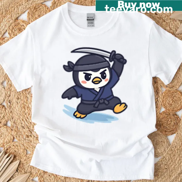 Cartoon penguin ninja design t-shirt