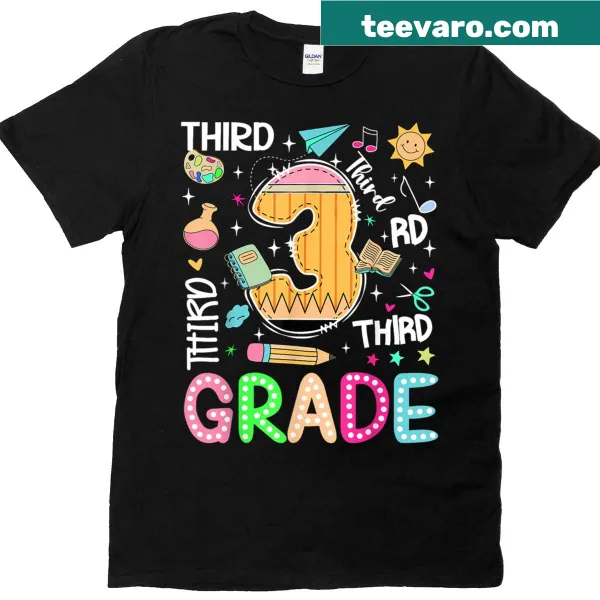 Preppy '3rd Grade Teacher' graphic on a girl kid t-shirt