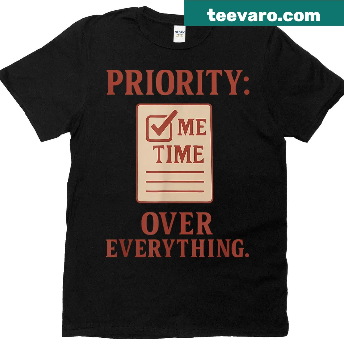 T-shirt with humorous phrase 'Priority Me Time' for introverts — on a men's t-shirt