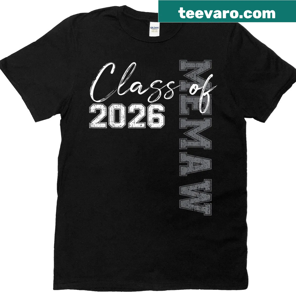 Typographic T-shirt reading 'Proud Memaw Of A Class Of 2026 Graduate' — on a men's t-shirt