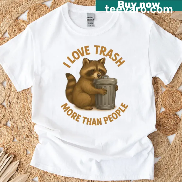 Funny oversized T-shirt with a raccoon graphic and humorous text