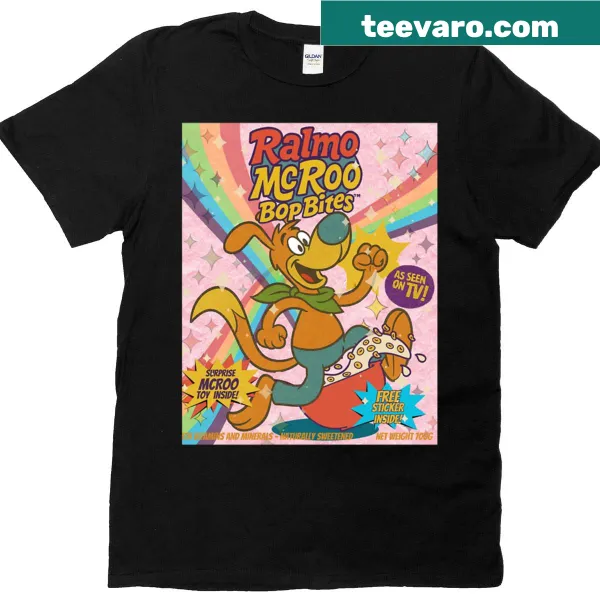 Retro cereal-themed t-shirt with whimsical design
