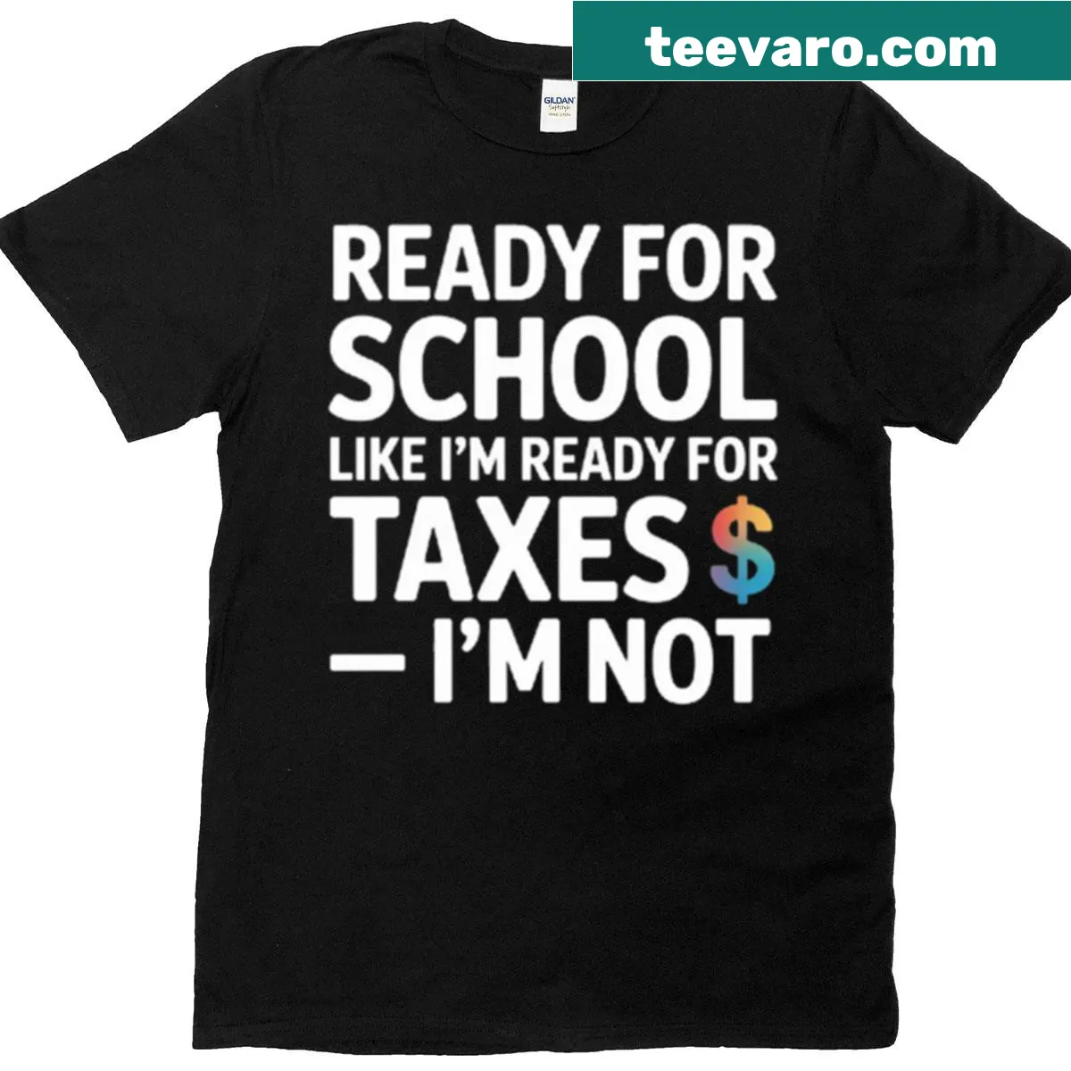Funny oversized T-shirt with 'Ready For School' slogan. — on a men's t-shirt