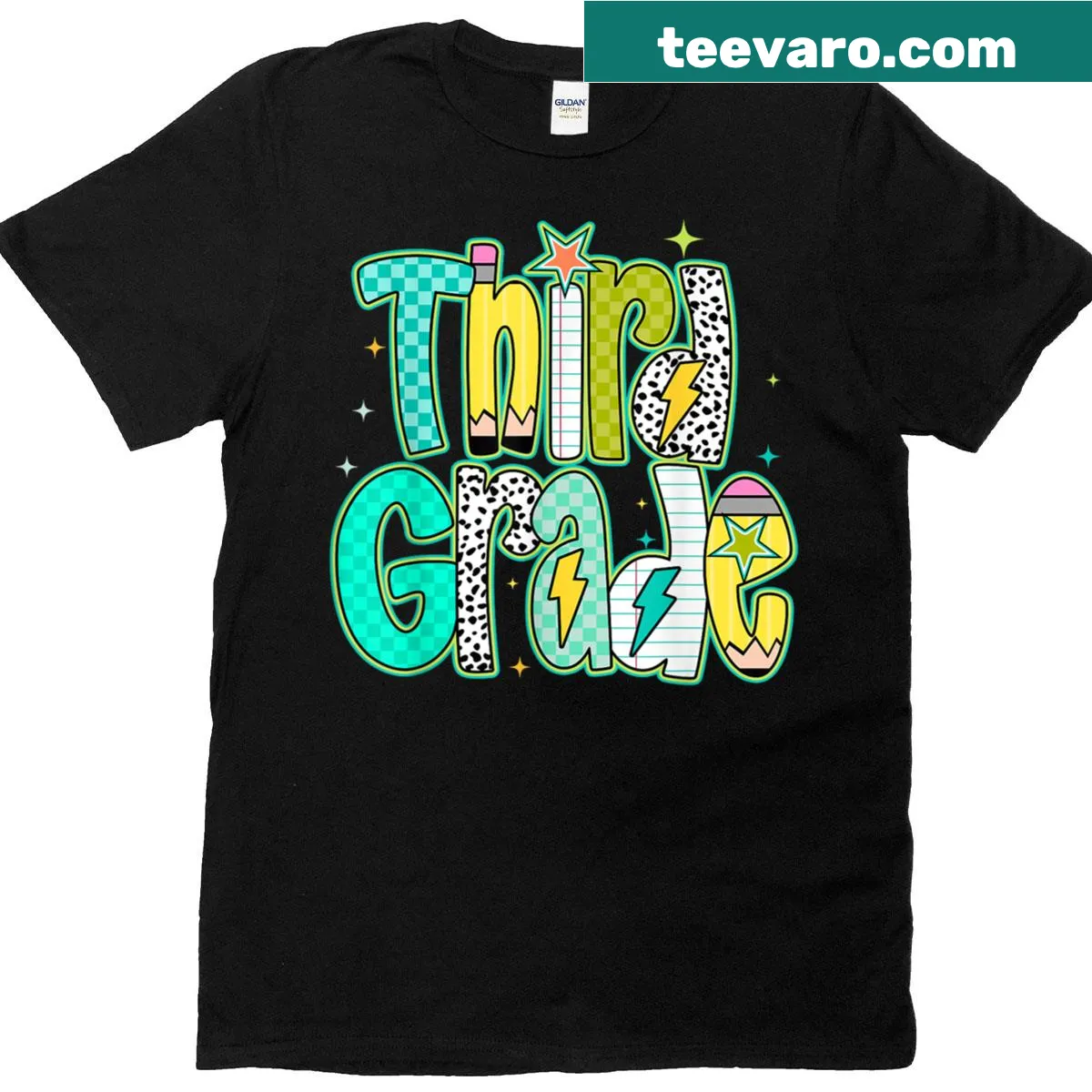 Retro back to school design on third-grade boys t-shirt — on a men's t-shirt