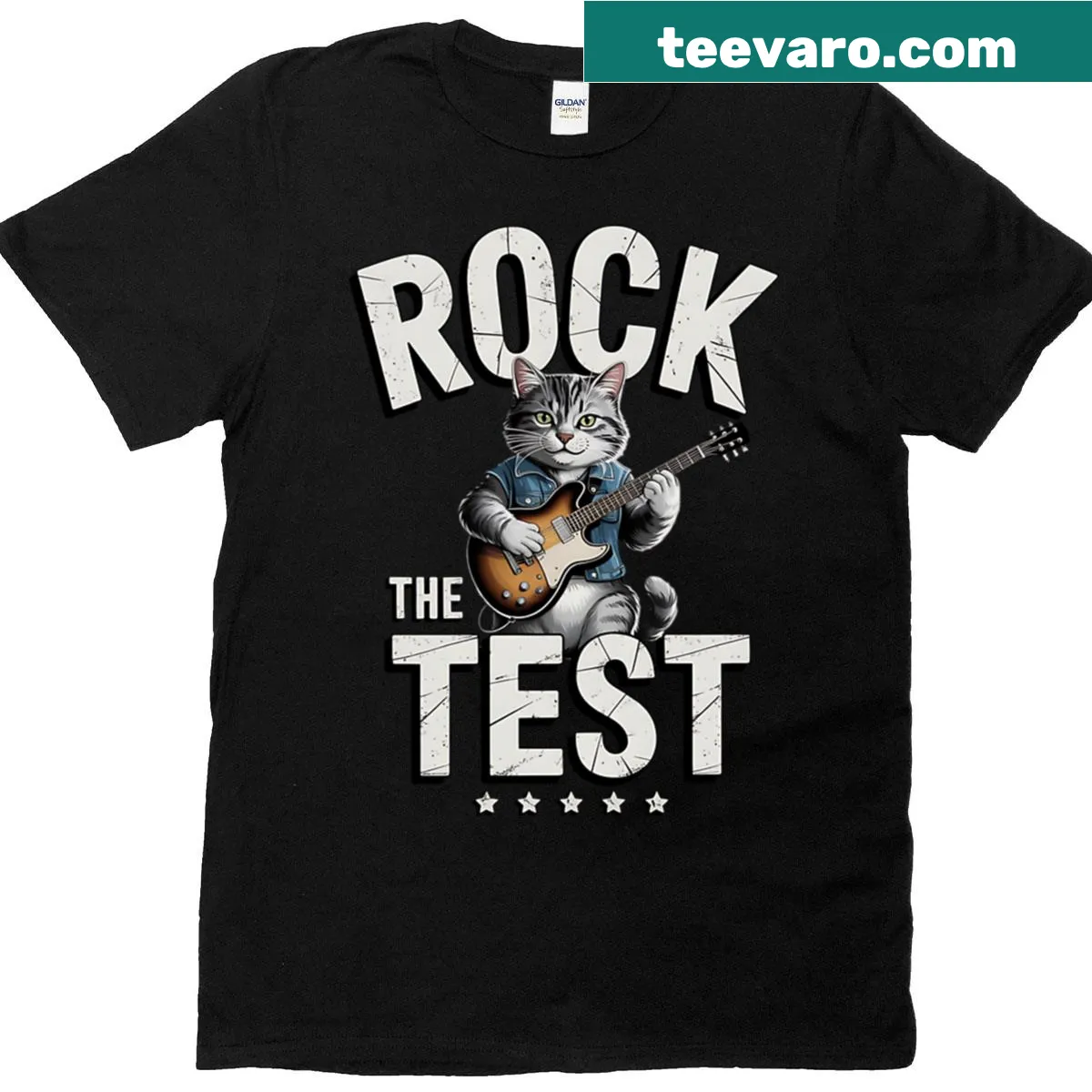 Retro teacher T-shirt with a fun cat-themed test day design — on a men's t-shirt