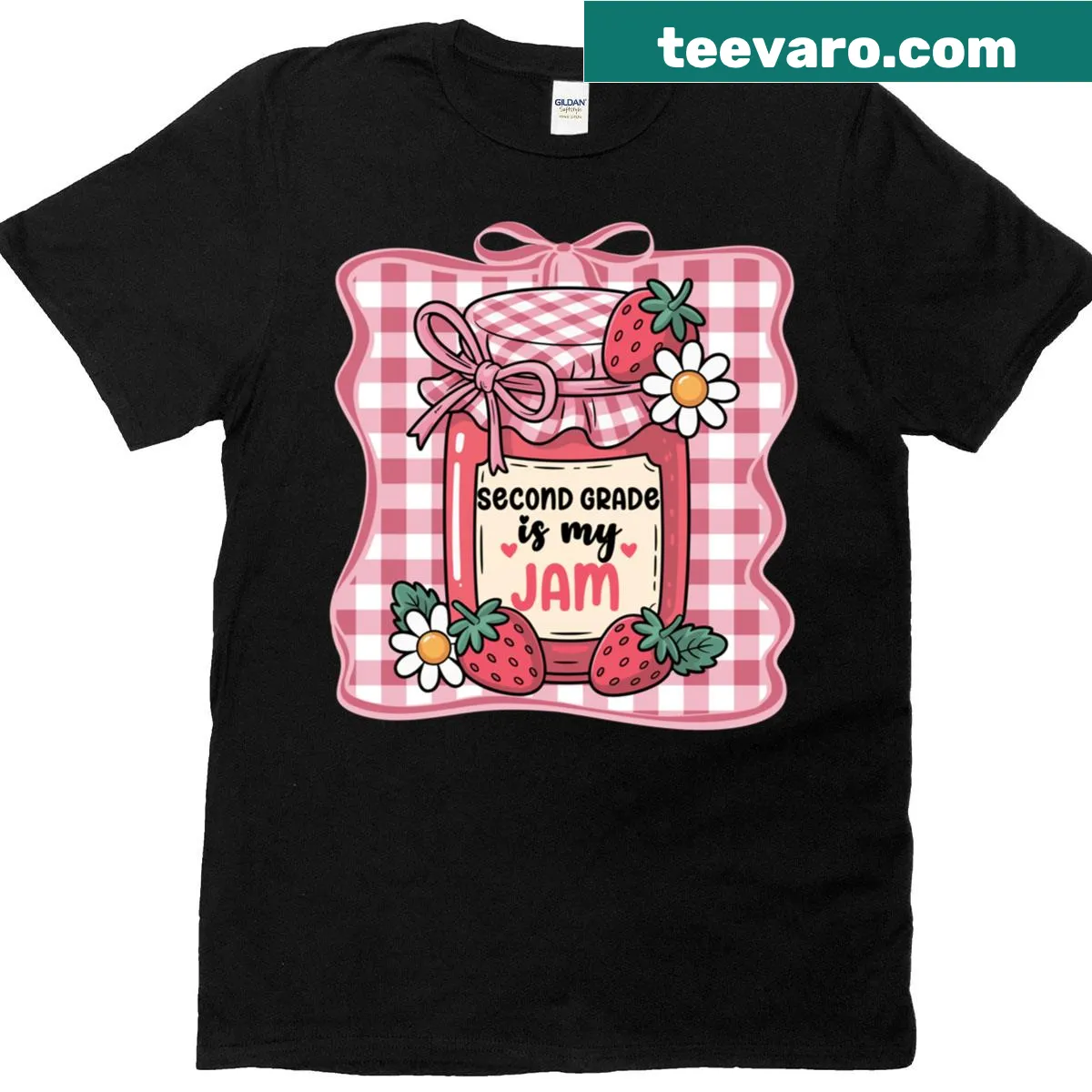 Cute T-shirt for second grade teachers with a strawberry design — on a men's t-shirt