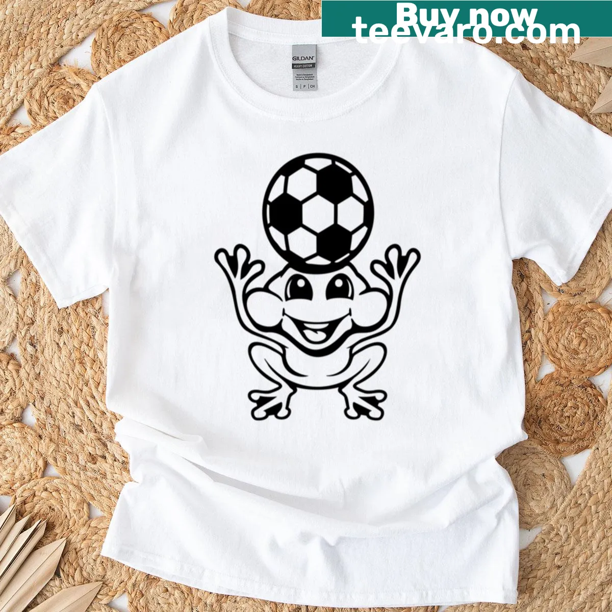 Funny T-shirt with Soccer Head and football graphic — on a men's t-shirt