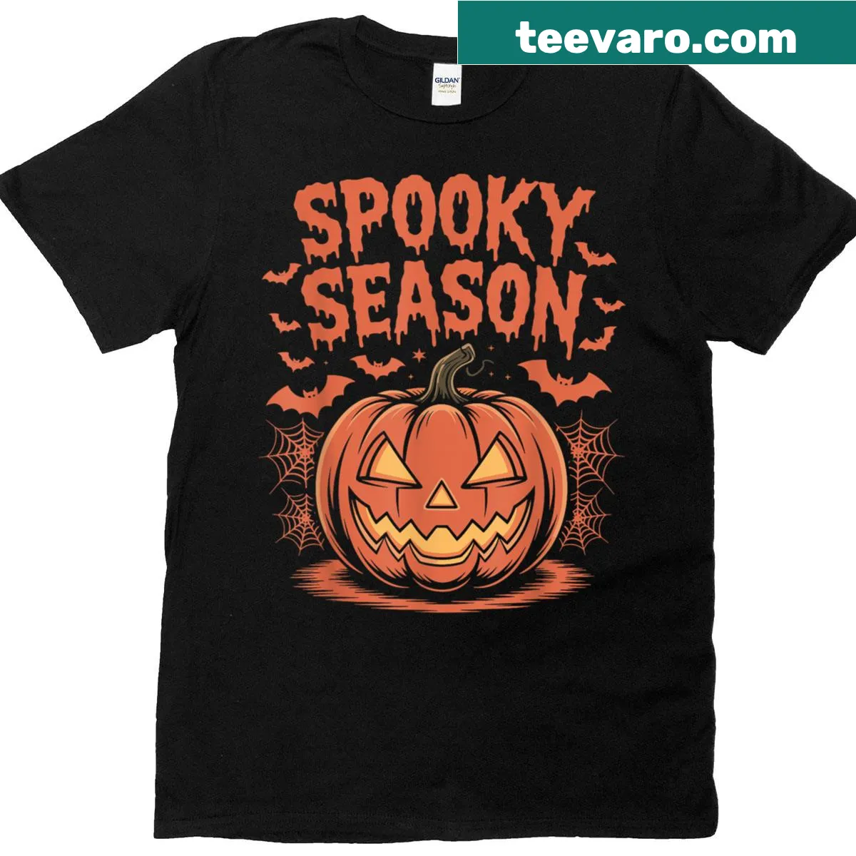 Group of smiling jack-o-lanterns design for Halloween. — on a men's t-shirt