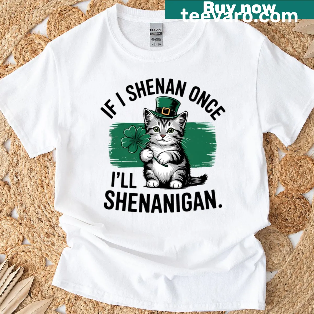 Funny St. Patrick's Day Cat t-shirt with humorous text and cat graphics — on a men's t-shirt