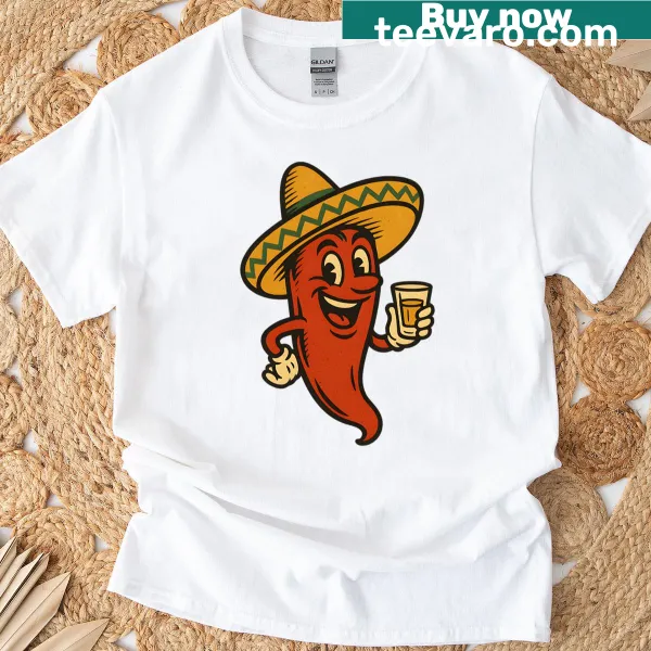 Vintage tequila label design t-shirt with playful elements