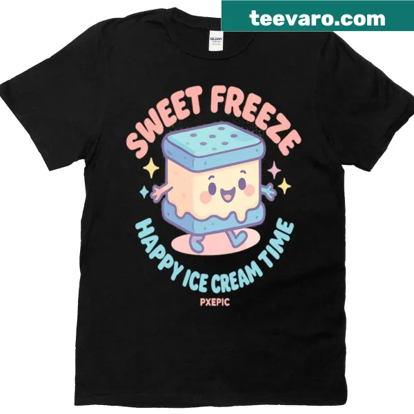 Cute ice cream graphic t-shirt with cheerful illustrations
