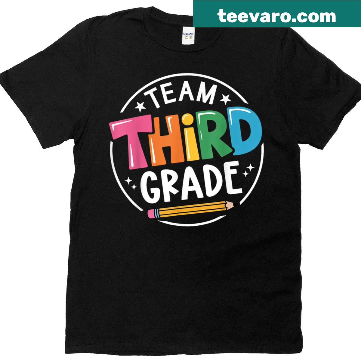 T-shirt celebrating third grade teachers with a cheerful greeting — on a men's t-shirt