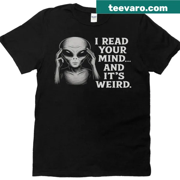 Whimsical oversized t-shirt featuring telepathic alien graphic