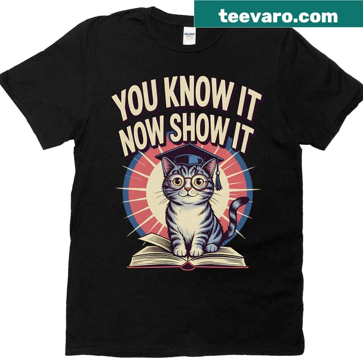 Funny cat lover teacher t-shirt with Testing Day message — on a men's t-shirt