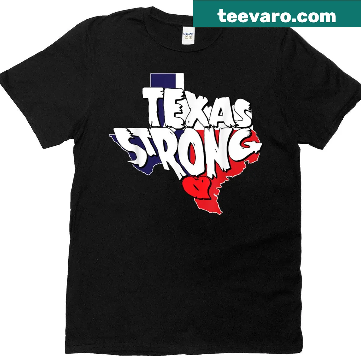 Graphic tee featuring a heart symbolizing Texas strength — on a men's t-shirt