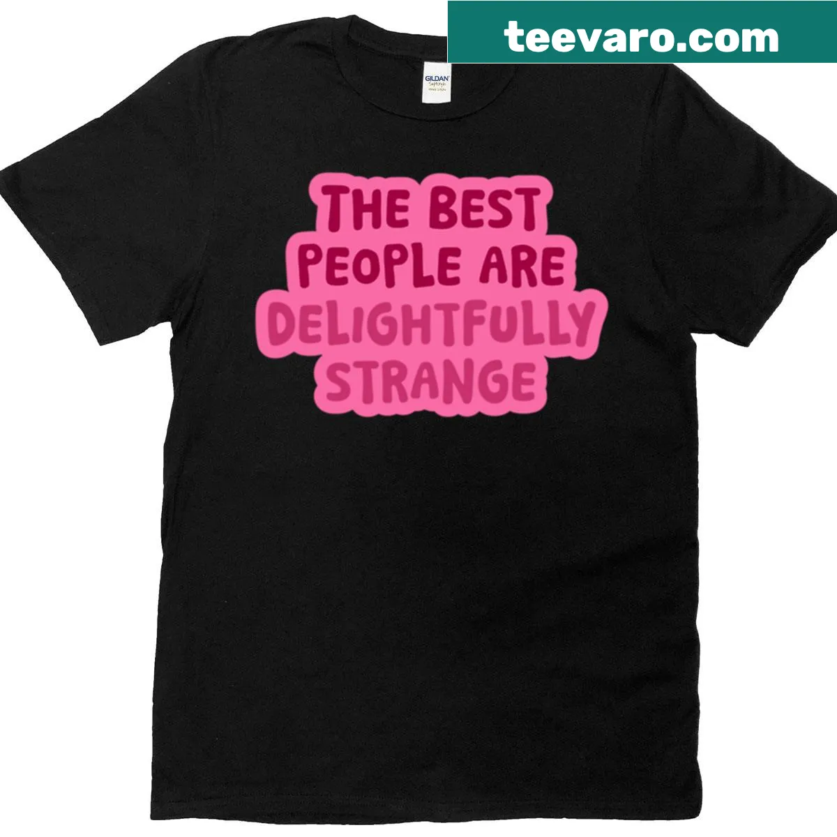 Oversized t-shirt with pink text celebrating uniqueness — on a men's t-shirt