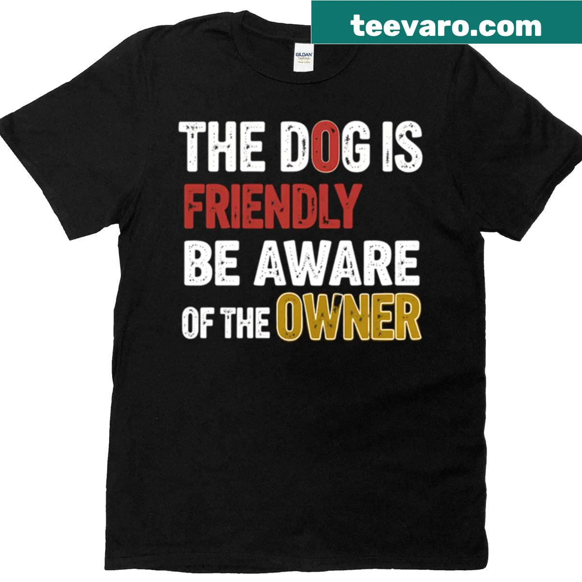Sarcastic warning t-shirt about dogs and their owners — on a men's t-shirt