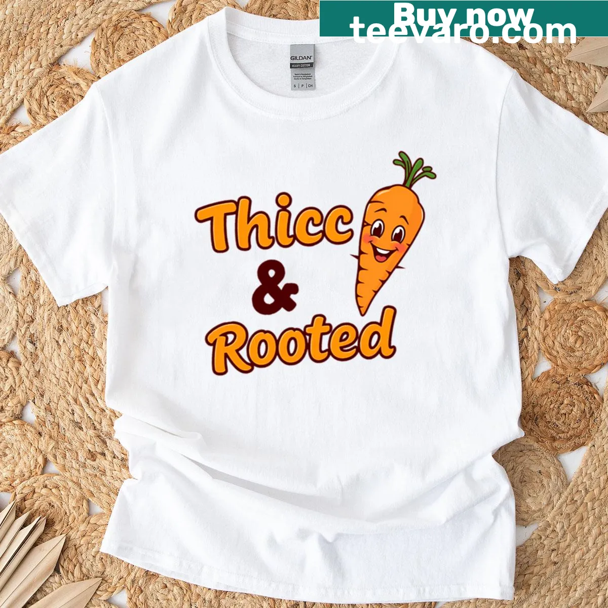 Cartoon carrot with sass on a humorous T-shirt — on a men's t-shirt