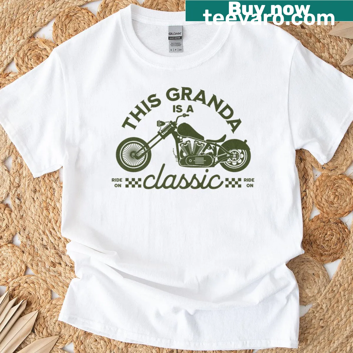 Funny T-shirt for grandfathers featuring a biker graphic — on a men's t-shirt