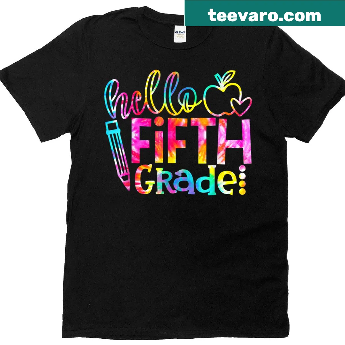 Teacher t-shirt with 'Hello Fifth' text for 5th graders — on a men's t-shirt
