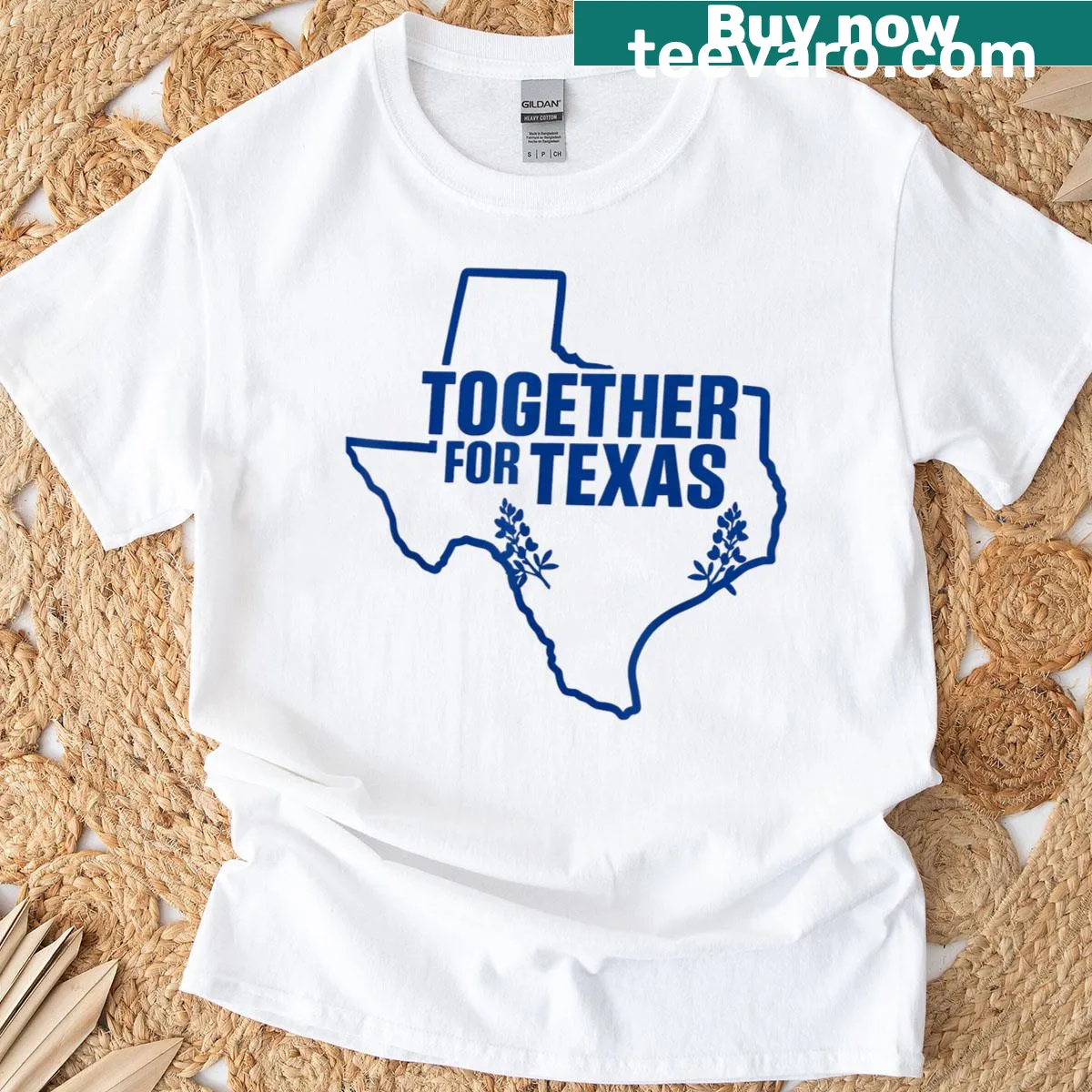 T-shirt with the phrase Together For Texas — on a men's t-shirt