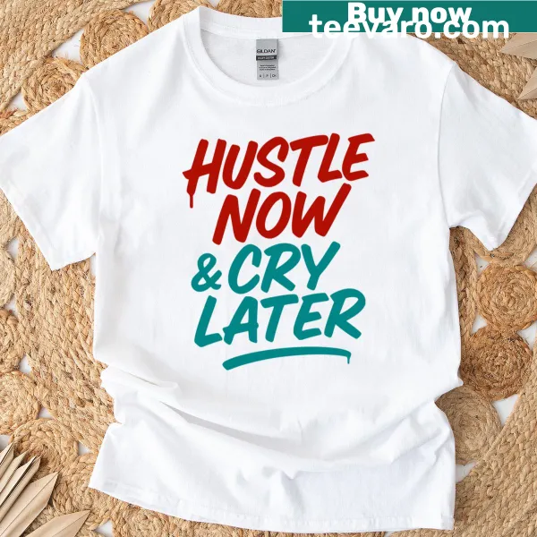 Oversized T-shirt with street art quote about hustle and resilience