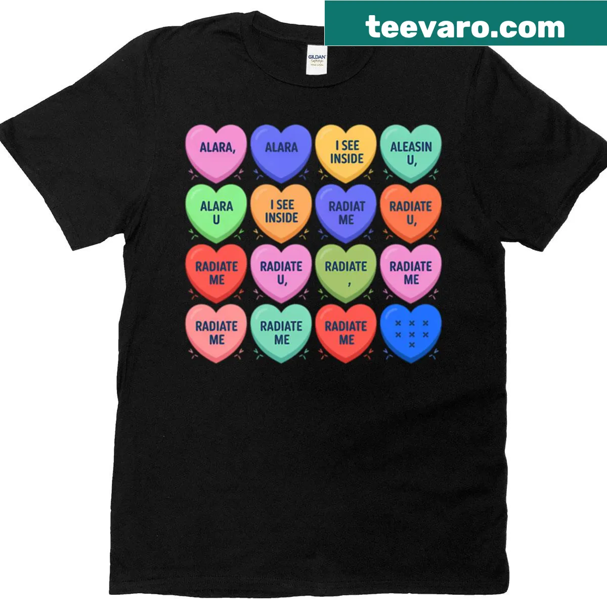 Cute T-shirt with candy heart illustrations for X-ray techs on Valentine's Day — on a men's t-shirt