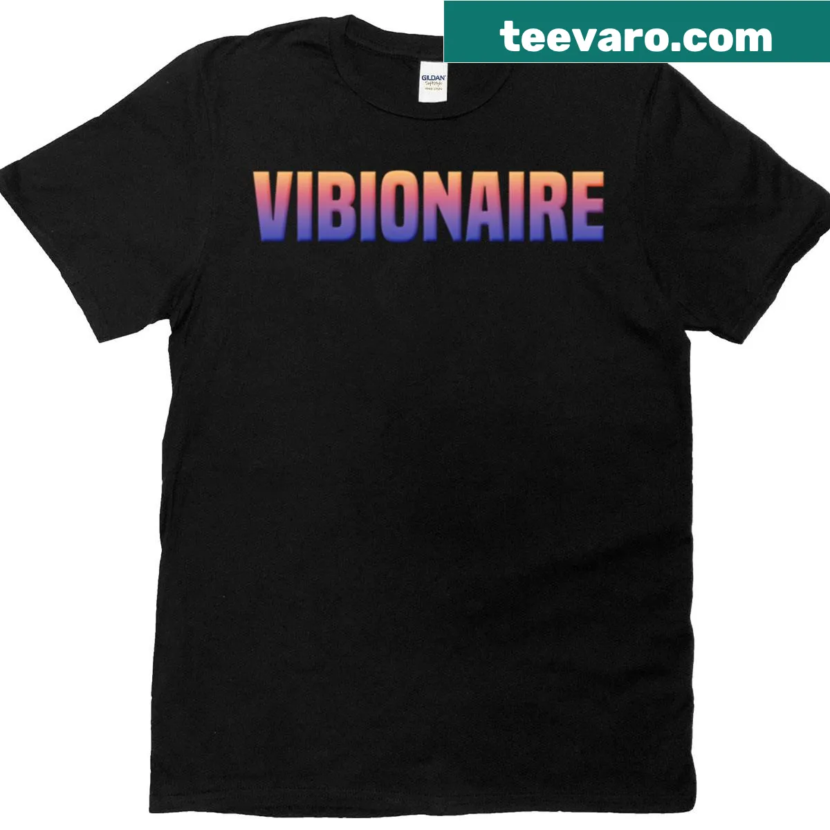 Typography T-shirt featuring the phrase Rich In Vibes — on a men's t-shirt