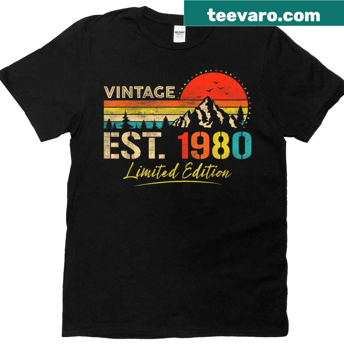 Vintage design saying 'Est 1980' for retro birthday — on a men's t-shirt