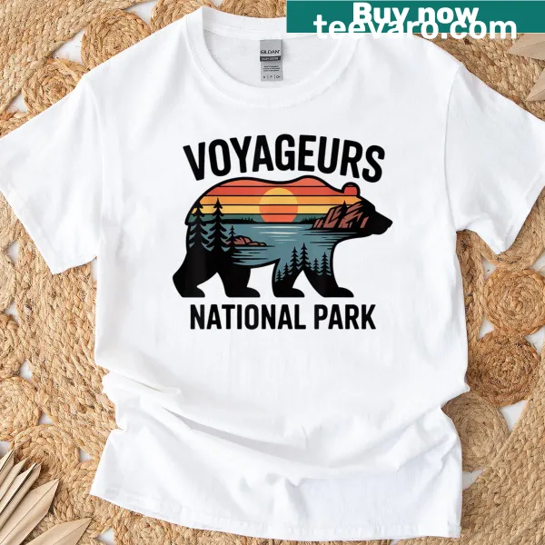 Vintage T-shirt featuring Voyageurs National Park and canoe design