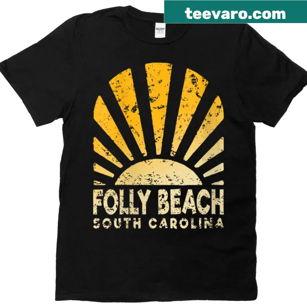 Folly Beach South Carolina T-shirt with sunny typography