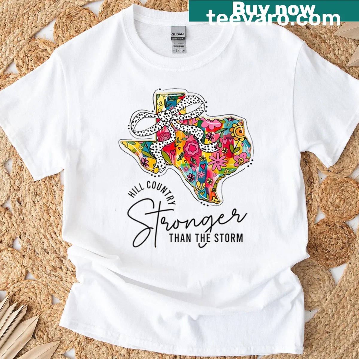 Floral design with 'Pray For Texas Strong' text and a bow on a T-shirt — on a men's t-shirt