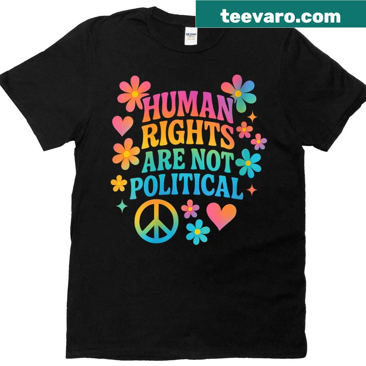 Bold T-shirt with the phrase Human Rights Are Not Political — on a men's t-shirt