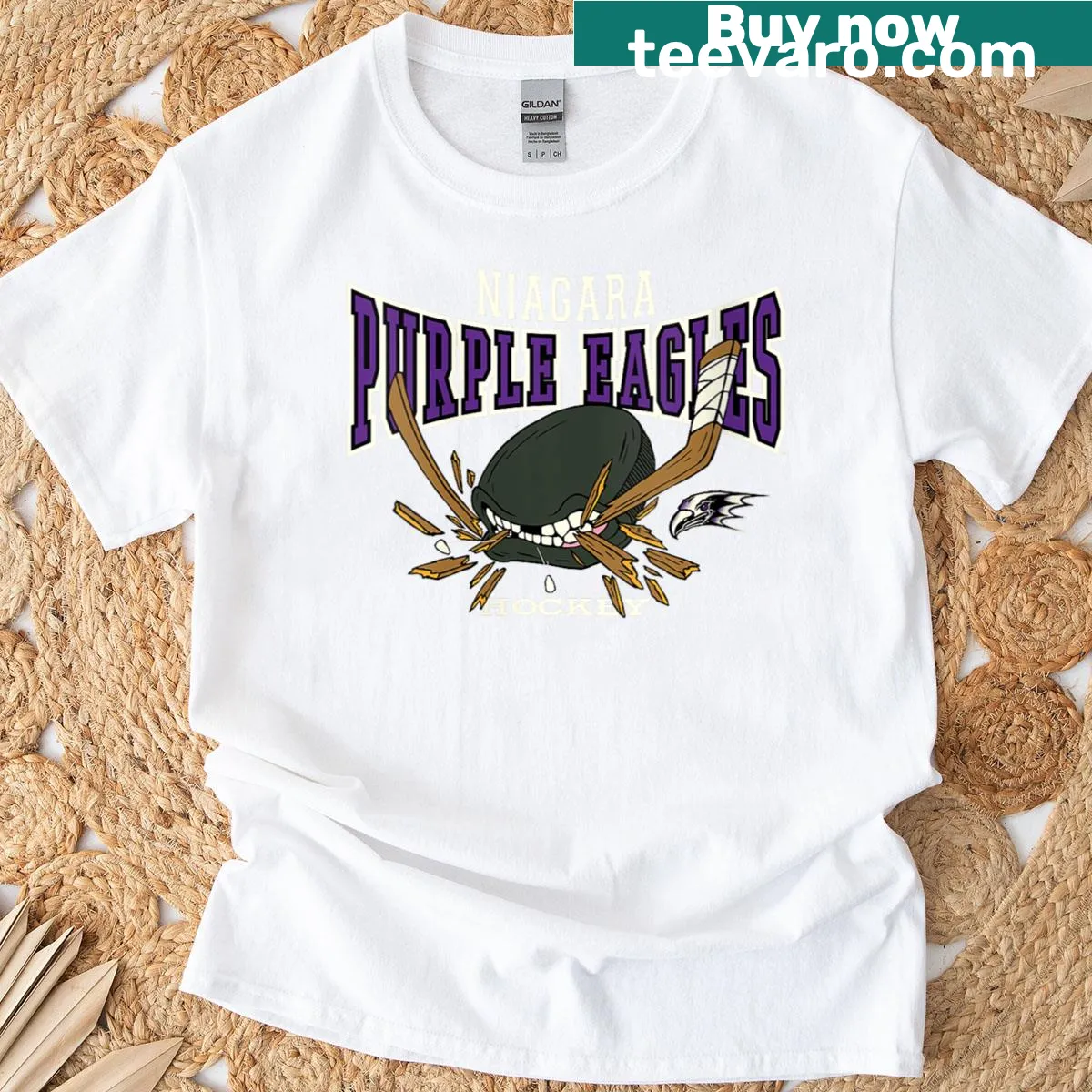 Niagara Purple Eagles hockey T-shirt featuring an eagle logo — on a men's t-shirt