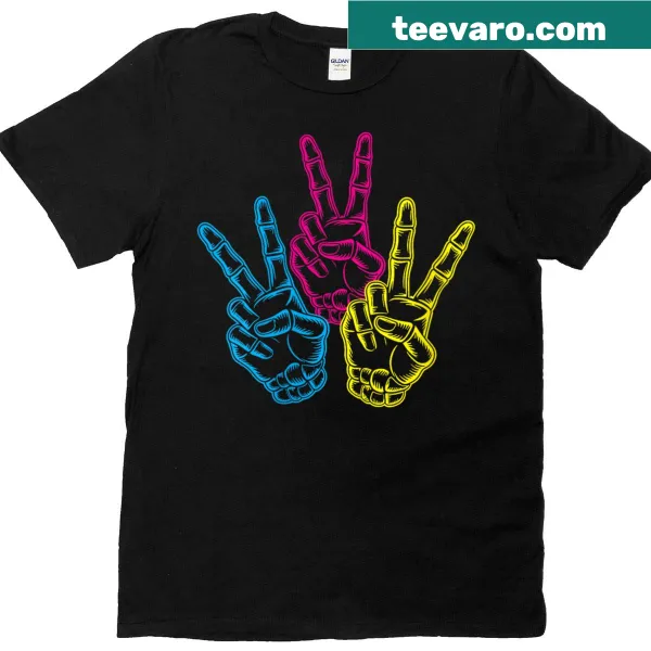 Vintage-style T-shirt with peace hands graphic