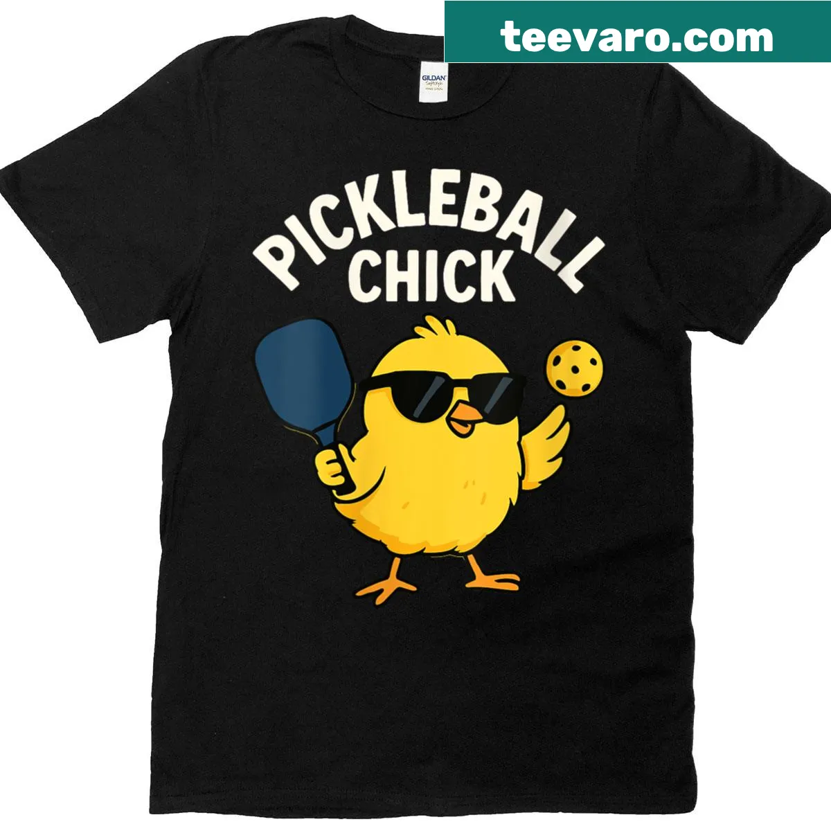 Funny pickleball player t-shirt featuring a confident female graphic — on a men's t-shirt
