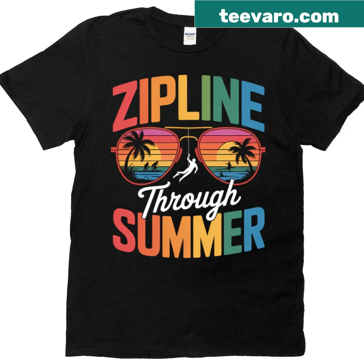Funny T-shirt for zipline lovers with playful graphic — on a men's t-shirt