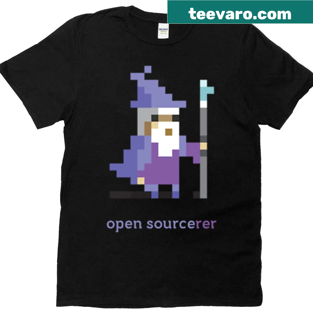 Retro 8-bit sorcerer design for programmers — on a men's t-shirt