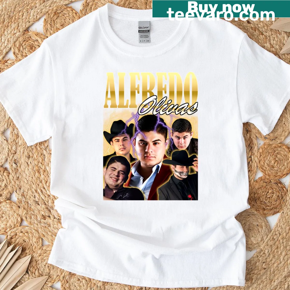Vintage retro design T-shirt featuring Alfredo Olivas illustration — on a men's t-shirt