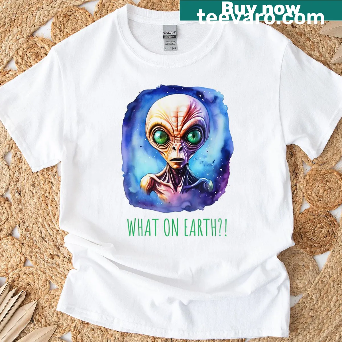Funny alien and UFO graphic T-shirt for quirky fashion — on a men's t-shirt