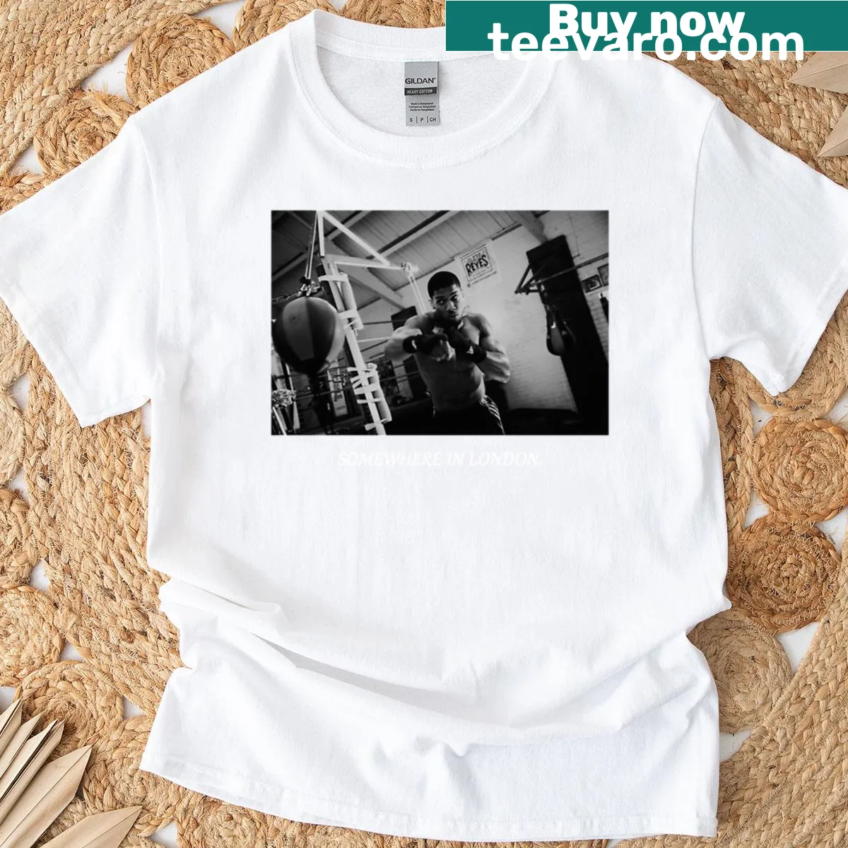 Anthony Joshua T-shirt with bold typography. — on a men's t-shirt